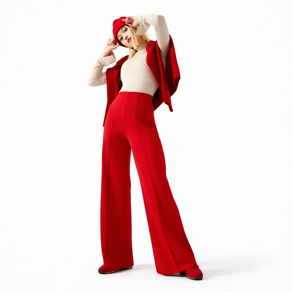 Athleta 14T Alicia Keys Limitless Pant Wide Leg 0169 Flare Women red stretch